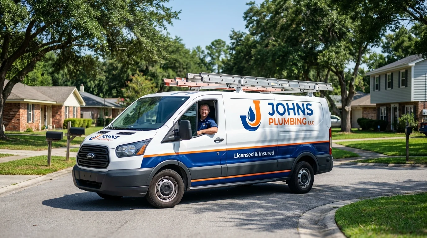 Johns Plumbing LLC service van in Douglas, GA