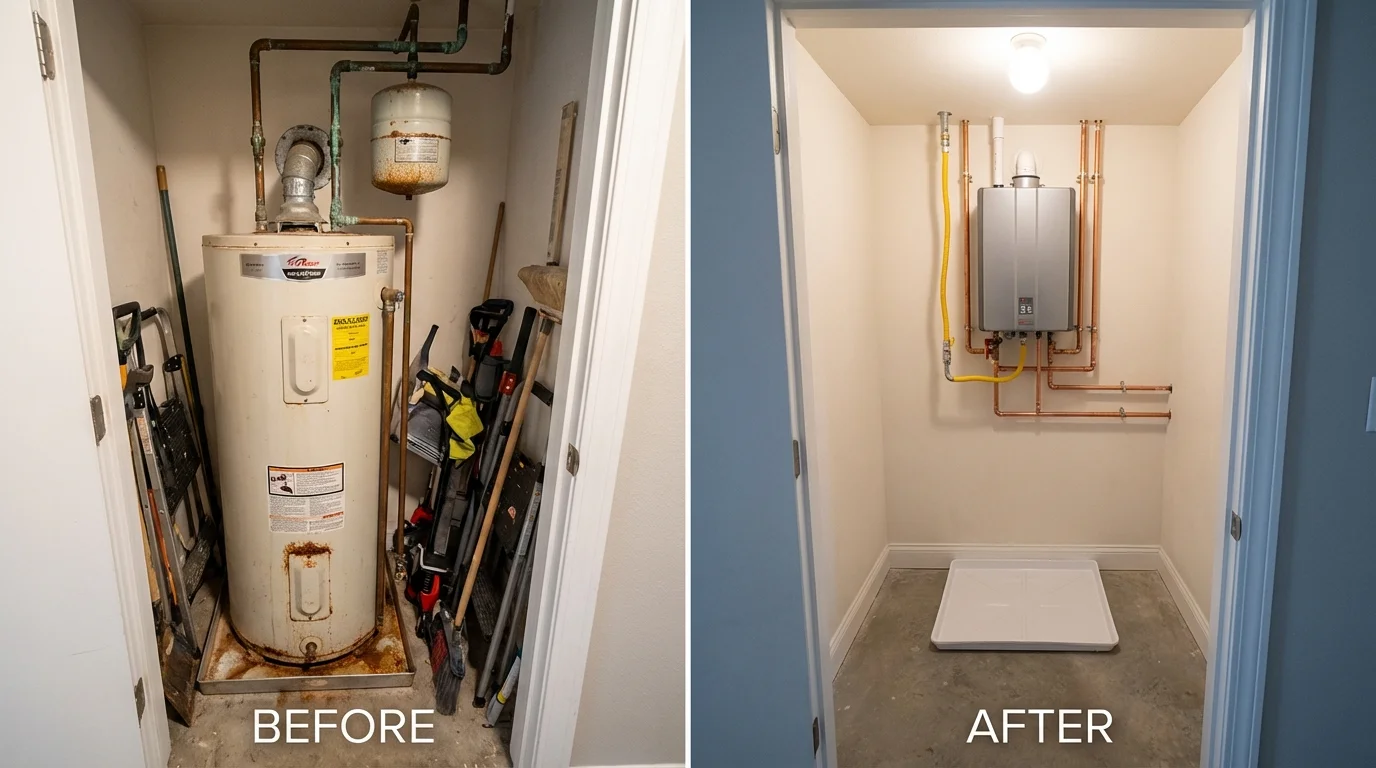 Tank water heater versus wall-mounted tankless unit comparison for Douglas, GA homeowners
