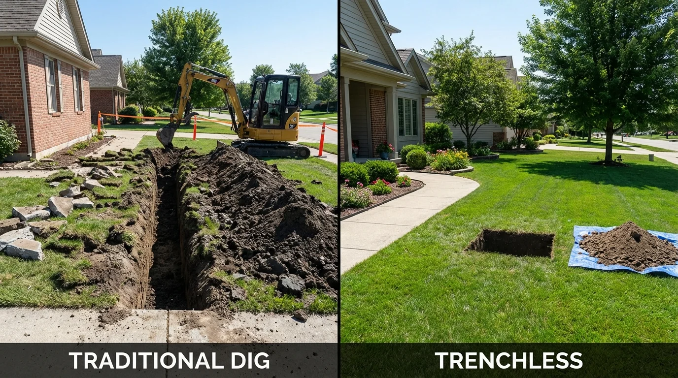 Trenchless sewer repair with minimal yard damage versus traditional excavation in Douglas, GA